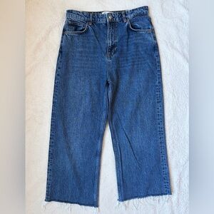 Reformation Wilder High Rise Wide Leg Blue Denim Ankle Jeans Women Size 30